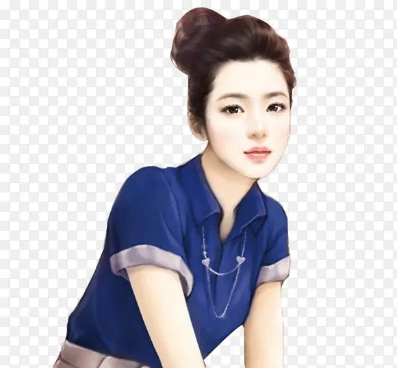 蓝色短袖清新美女立绘人物PNG图片素材下载_图片编号11065291-PNG素材网