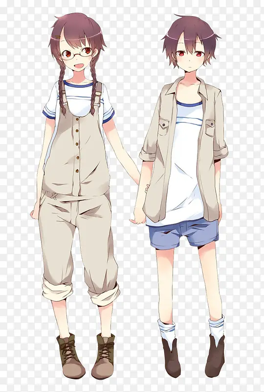 立绘动漫学生情侣