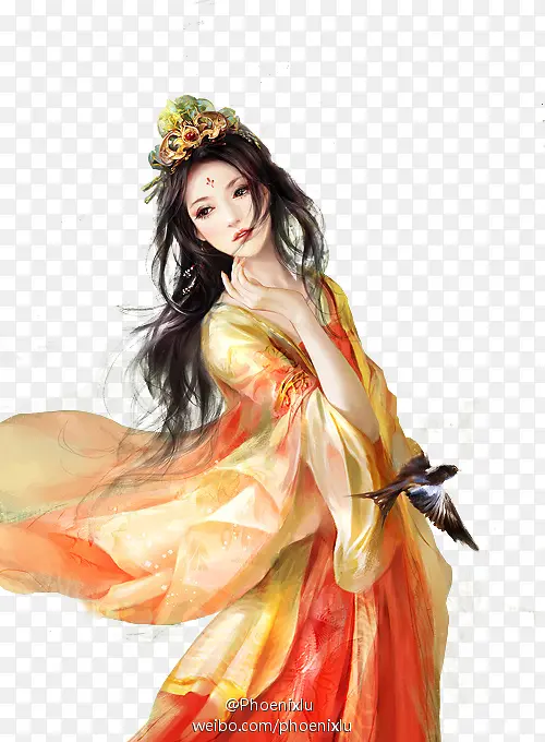 古风橙衣倾世美女PNG图片素材下载_图片编号11065708-PNG素材网