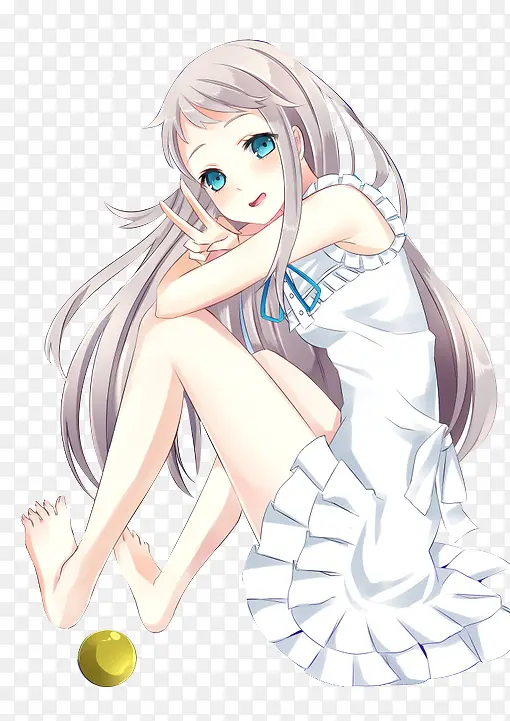 立绘动漫白睡衣女孩