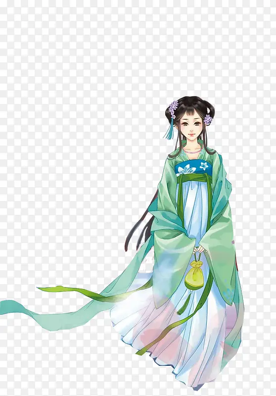 古代立绘绿衣服可爱素材