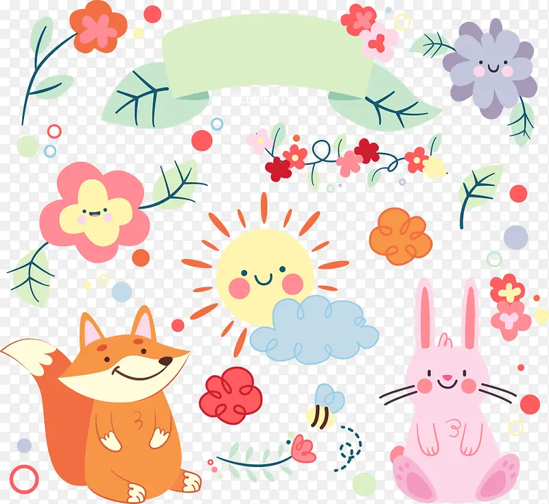 矢量松鼠与兔子