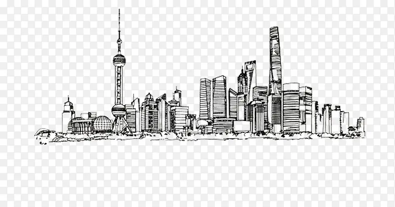 黑色上海剪影创意