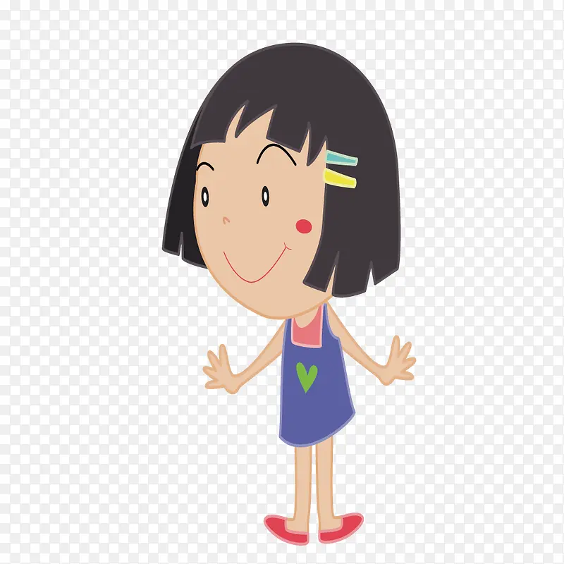 矢量绘制站姿蓝裙女孩
