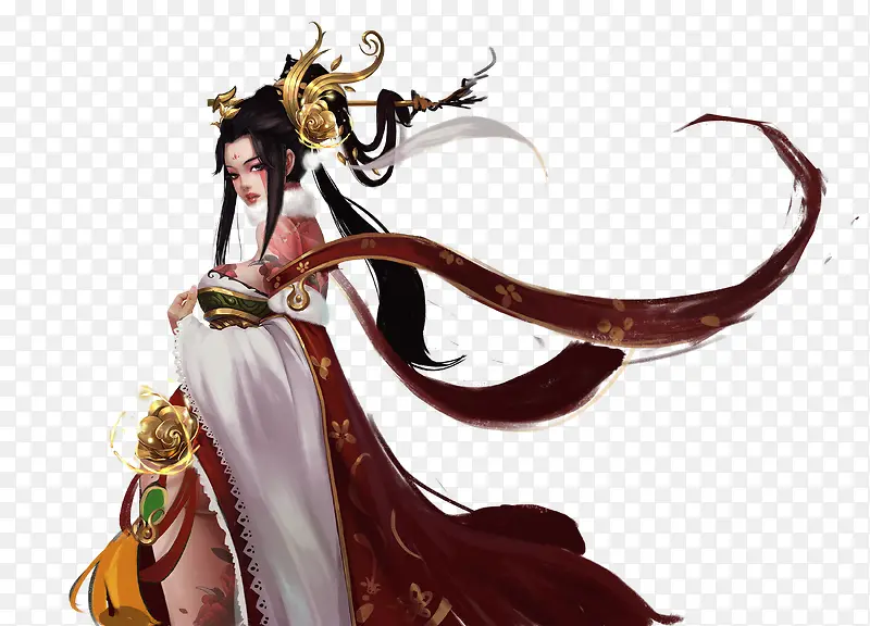 古风典雅红袍美女