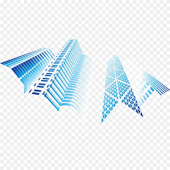 蓝色建筑剪影