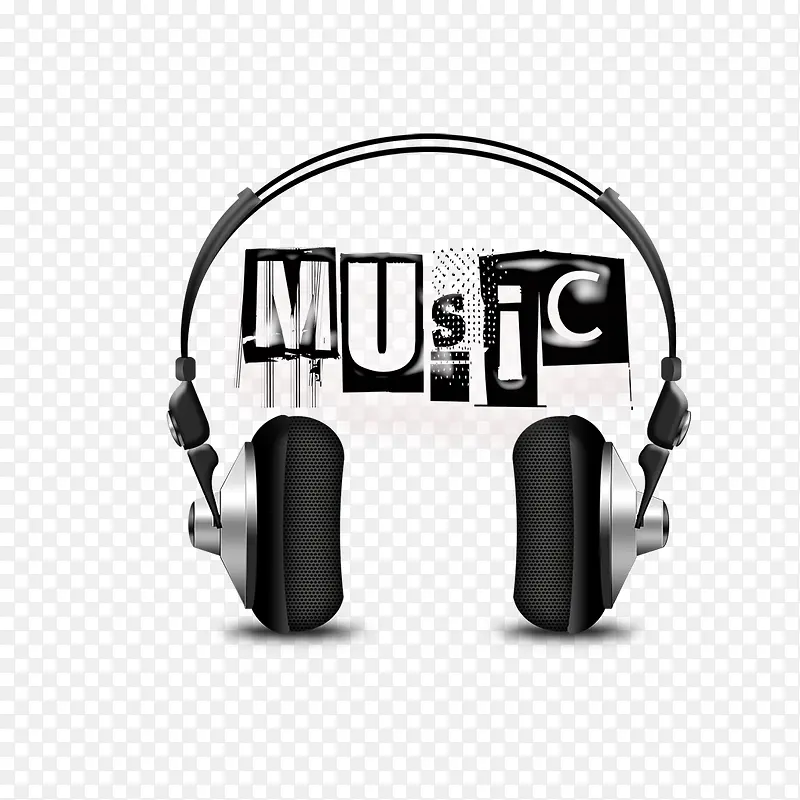 music 音乐黑色耳机