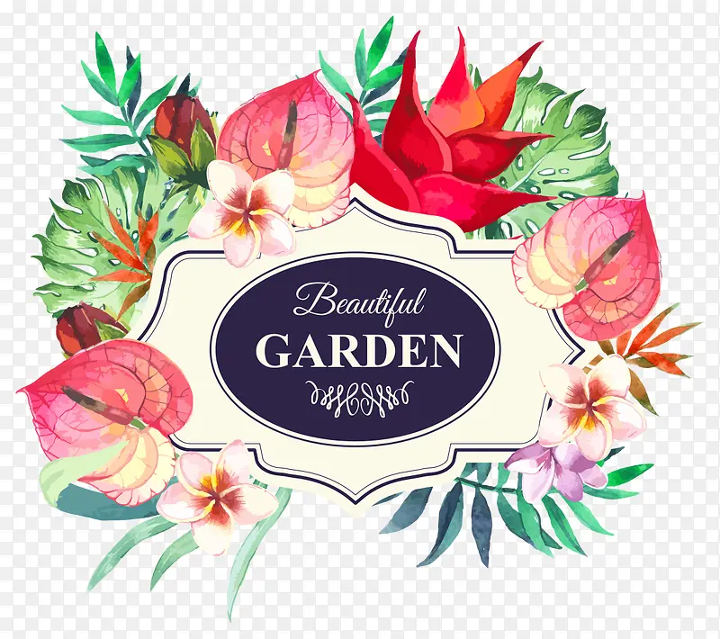 夏威夷创意插花花朵标题