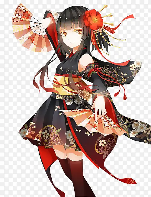 卡通黑色衣服女孩图片
