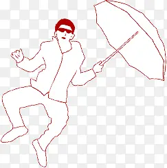 手绘红色线条人物插图
