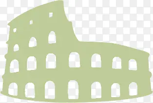 黄色手绘斗兽场剪影