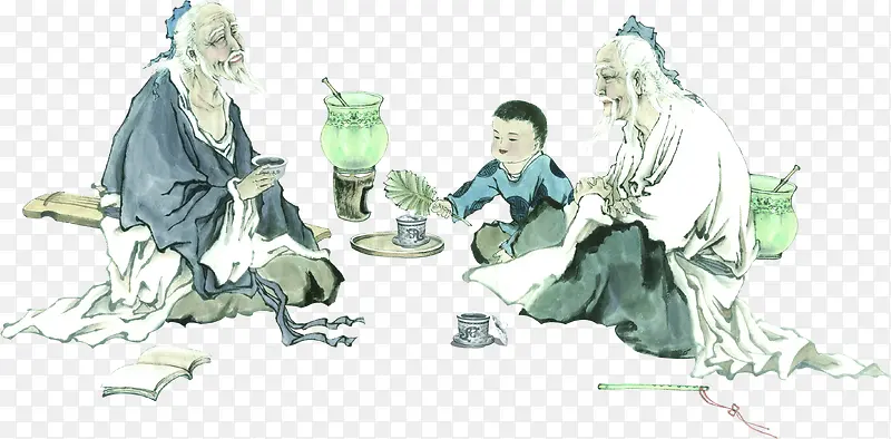 中国风人物风景装饰