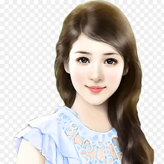 蓝裙长发唯美女孩