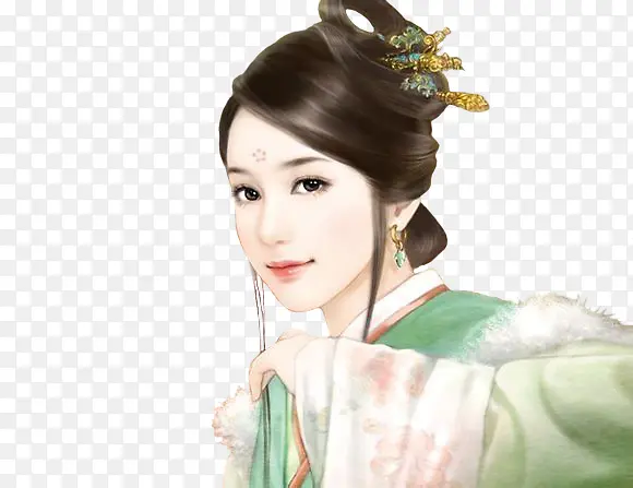绿衣服清秀美女