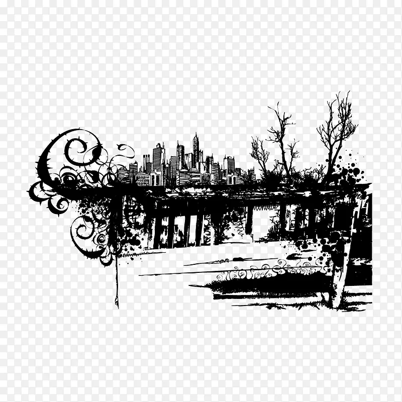 矢量水墨建筑PNG图片素材下载_图片编号11102228-PNG素材网
