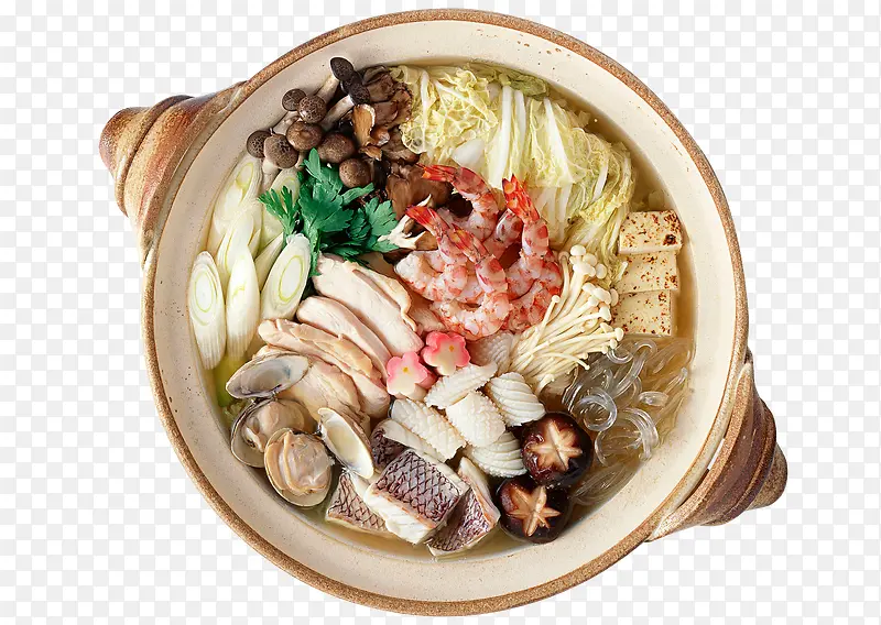 手绘各种食物沙锅