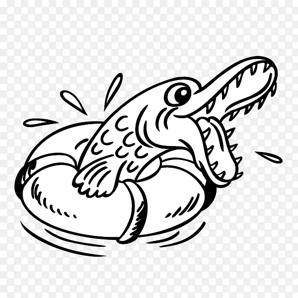 手绘 鱼 鳄鱼