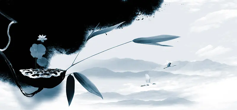 中国风莲子背景banner
