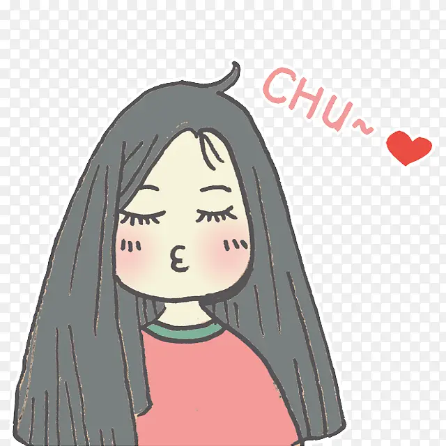手绘披发女孩