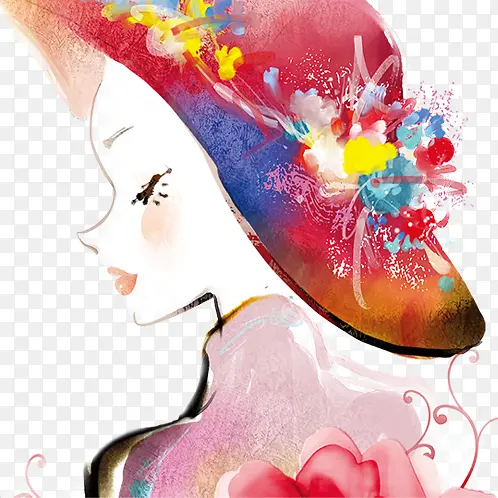 水墨画美女七夕