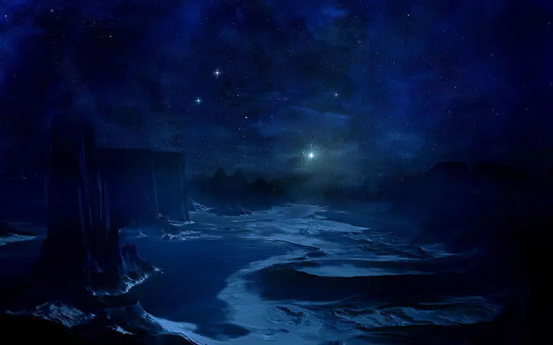 夜下河道海报背景