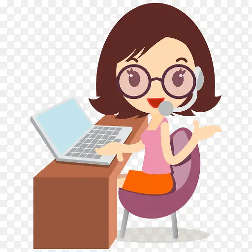 带眼镜的客服女孩