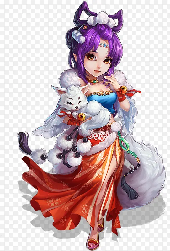 卡通猫咪蓝发女孩