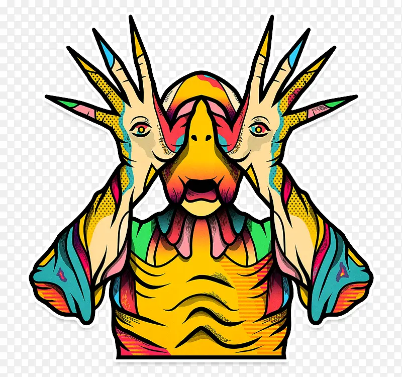 卡通张眼睛的手卡通