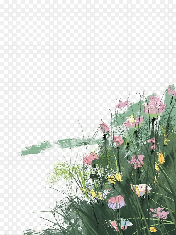 油画质感花丛