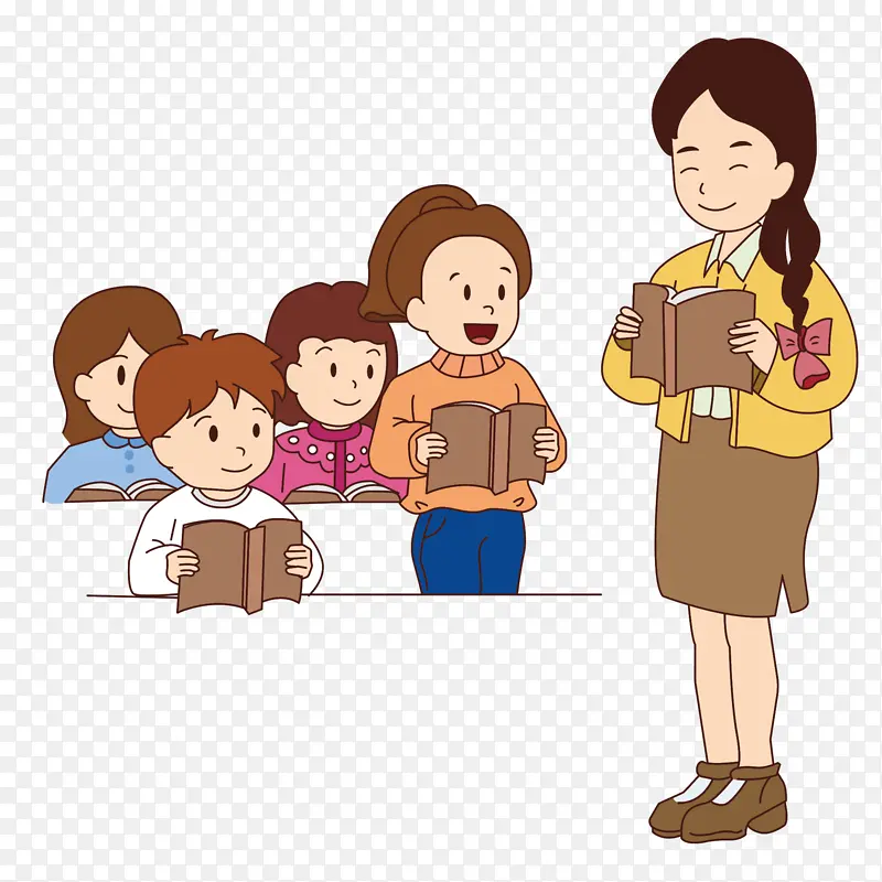 正在上语文课的老师和学生PNG图片素材下载_图片编号11151335-PNG素材网
