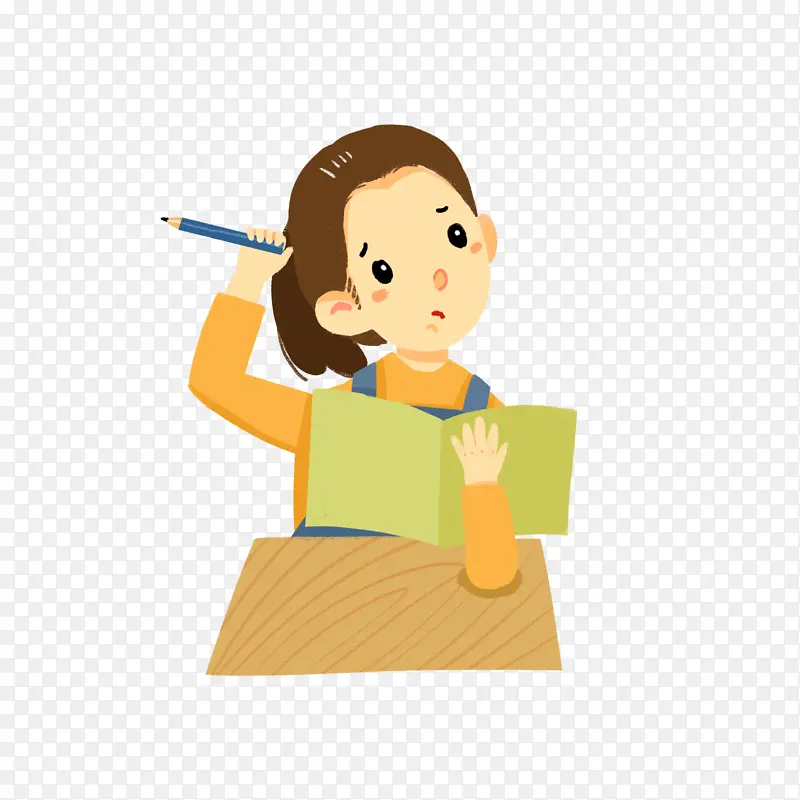 做作业思考的女孩PNG图片素材下载_图片编号11151714-PNG素材网
