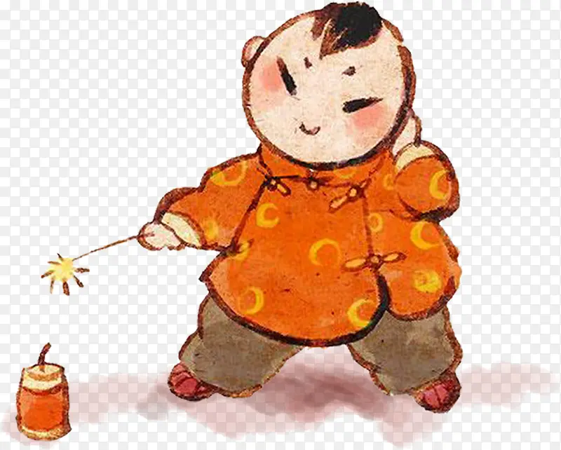 过年小孩放鞭炮