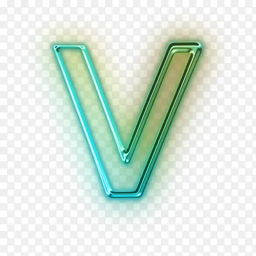 黄绿荧光特效字母V