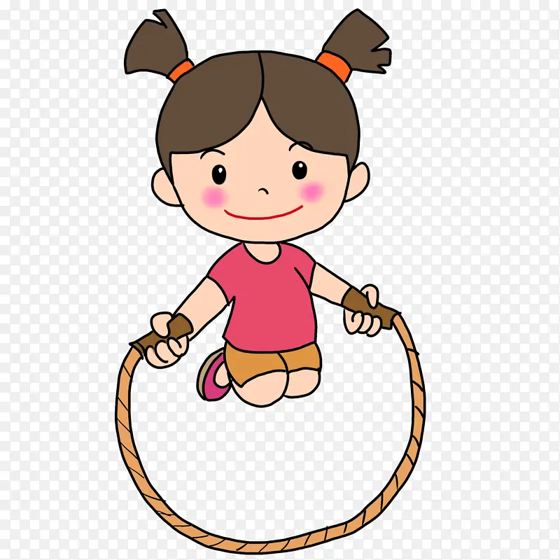 卡通 跑步 手绘  美女  跳绳