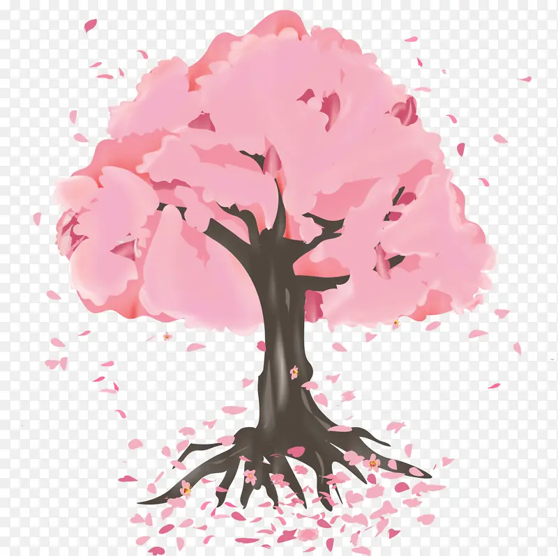 浪漫樱花树樱花飞舞怒放樱花粉红色