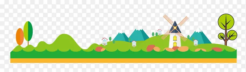 乡村卡通风景画