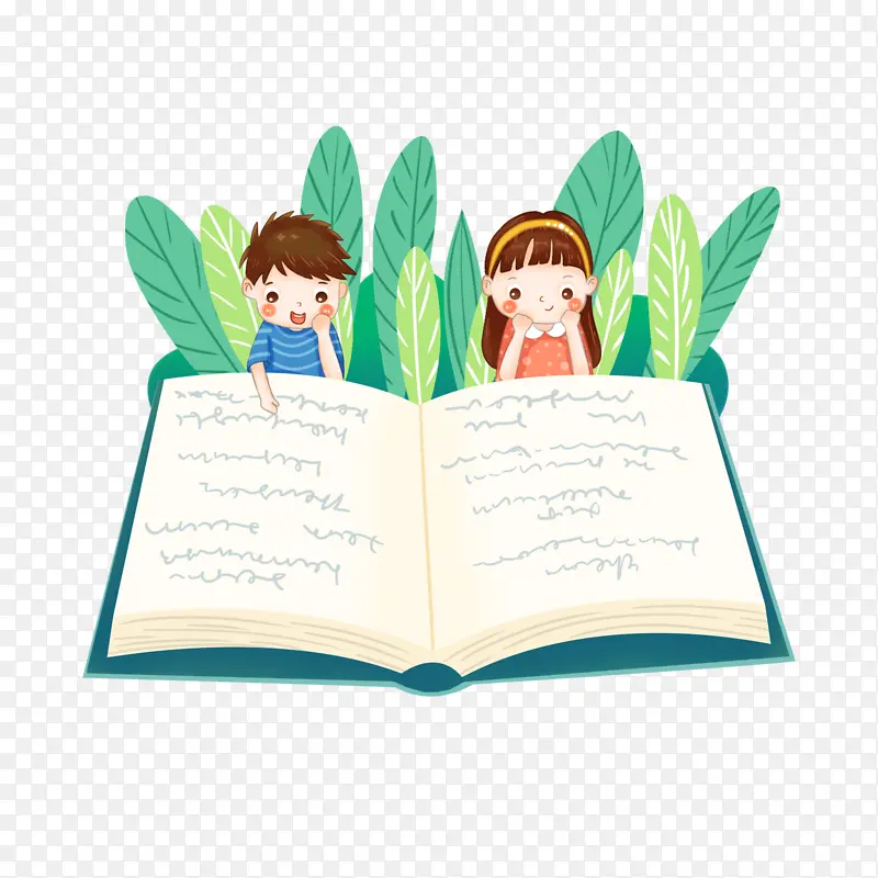 儿童看书阅读插画
