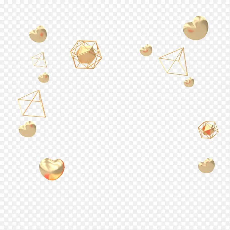 C4D金色爱心金属立体
