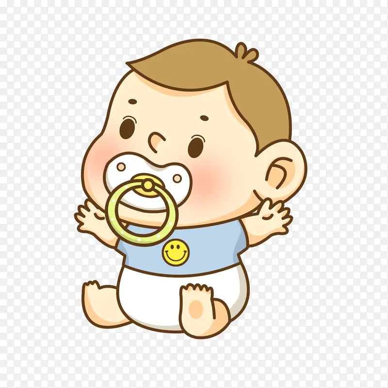 可爱男婴儿宝宝笑脸插画仑
