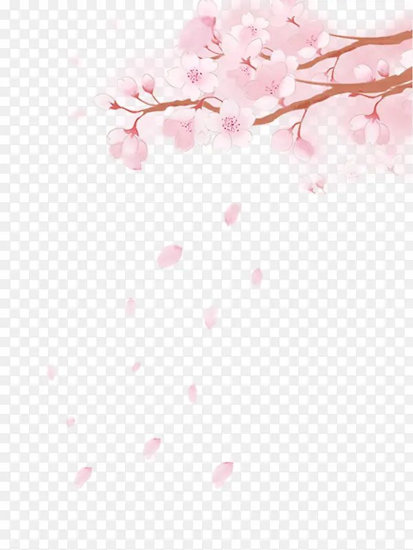 手绘桃花免扣图
