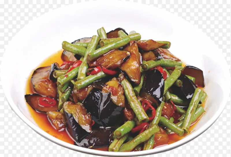 红烧茄子炒豇豆