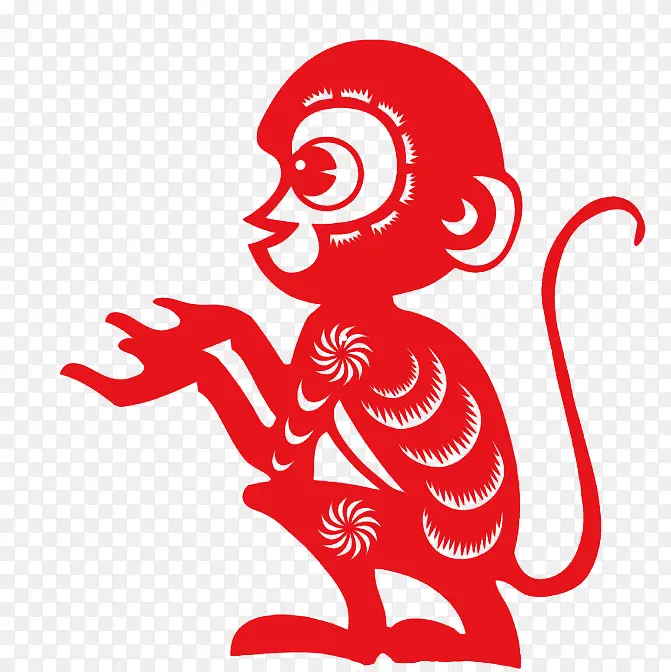 猴子剪纸素材海报