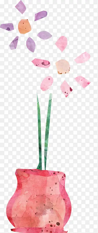 水彩手绘花瓶