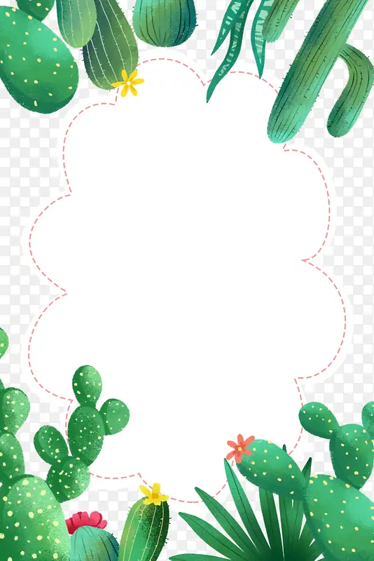 边框植物边框仙人掌手绘元素