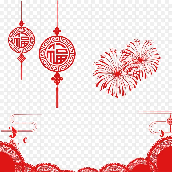 新年素材烟火福字祥云