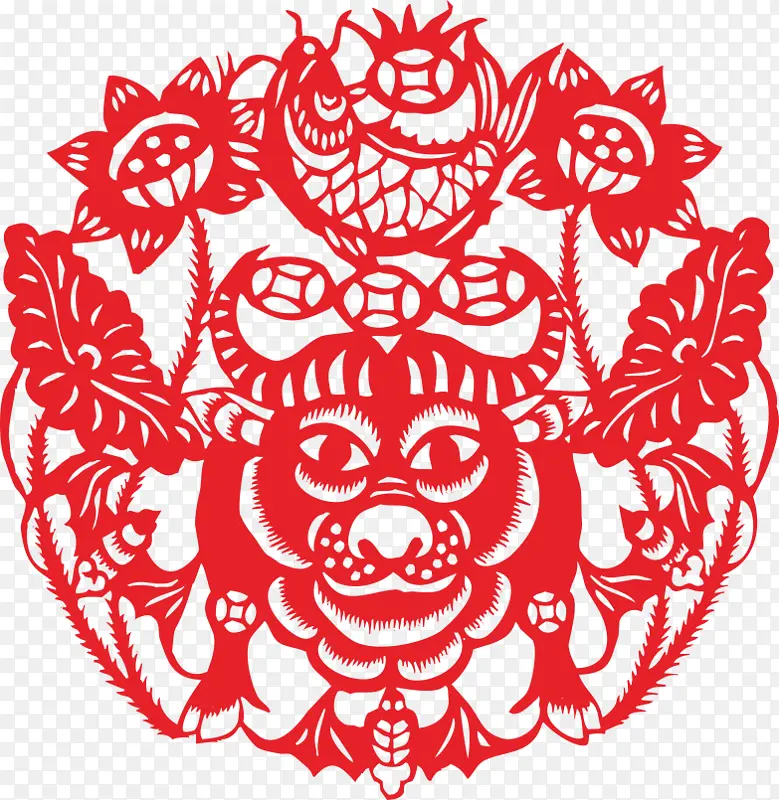 牛年剪纸素材