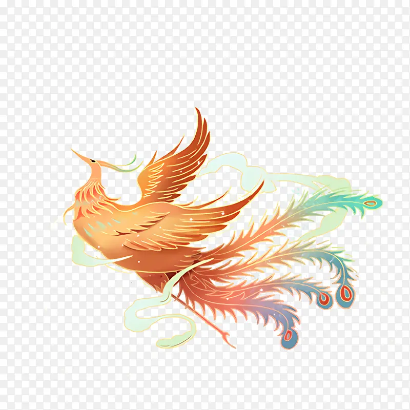 国潮凤凰插画国风