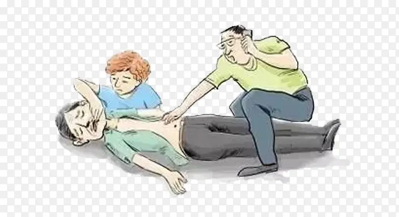 卡通人物老人晕倒