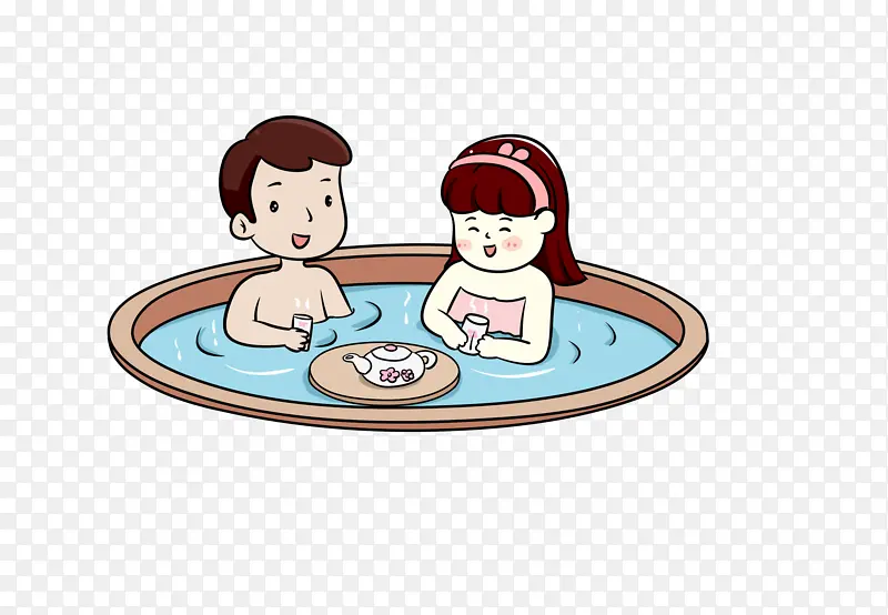 情侣一起泡温泉