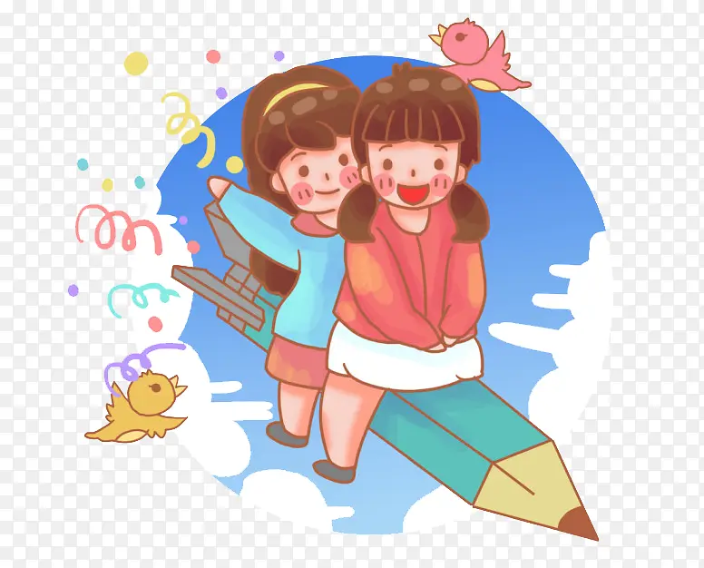 坐在铅笔飞在空中的儿童PNG图片素材下载_图片编号11181584-PNG素材网